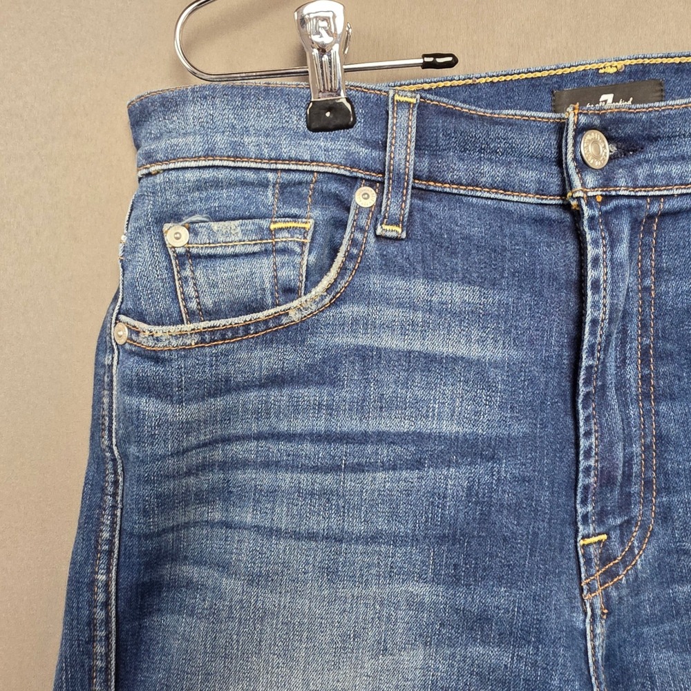 7 For All Mankind Jeans Women's High Rise Straight Leg Blue 32 - Picture 2 of 10